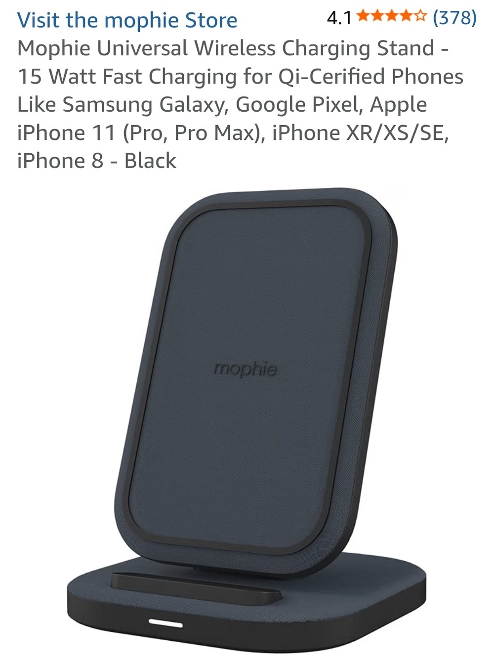 mophie Black 15W Universal Wireless Charging Stand